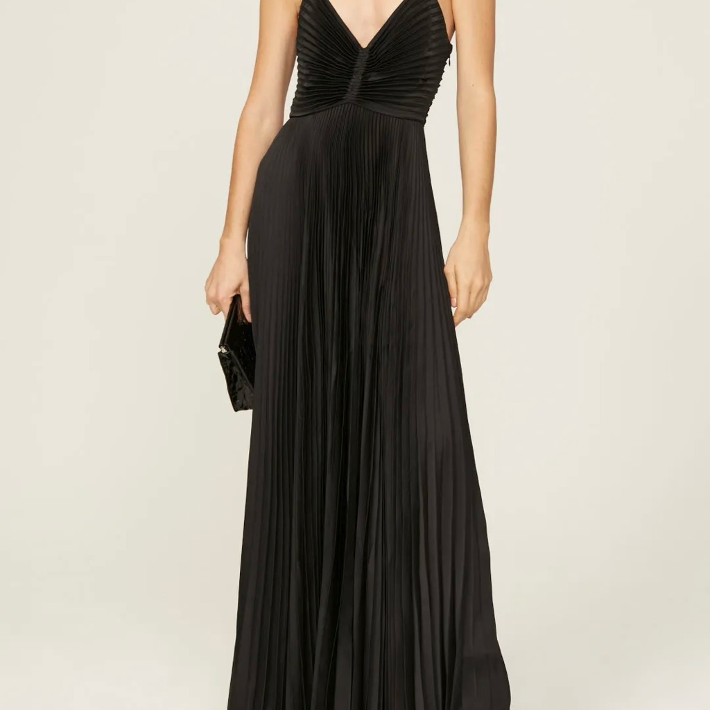 A.L.C. Black Pleated Maxi Dress